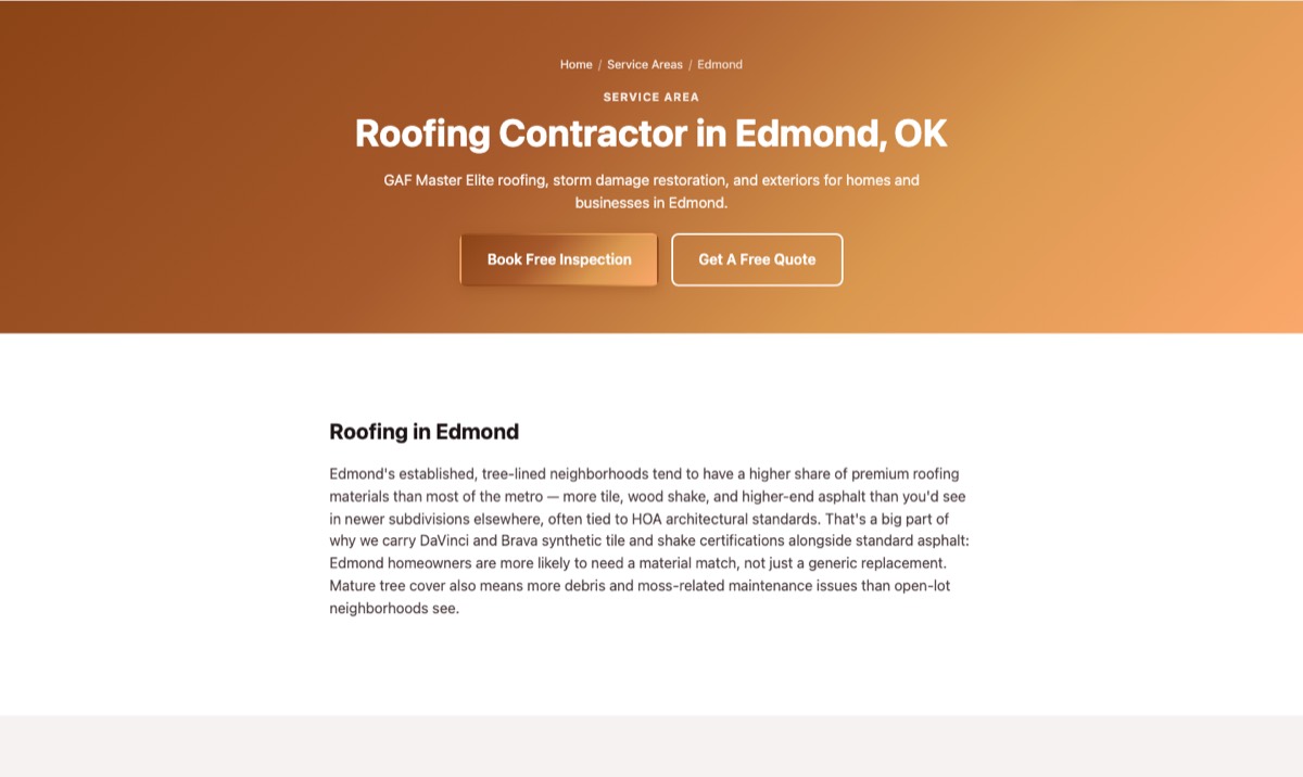 The McRay Roofing & Exteriors website